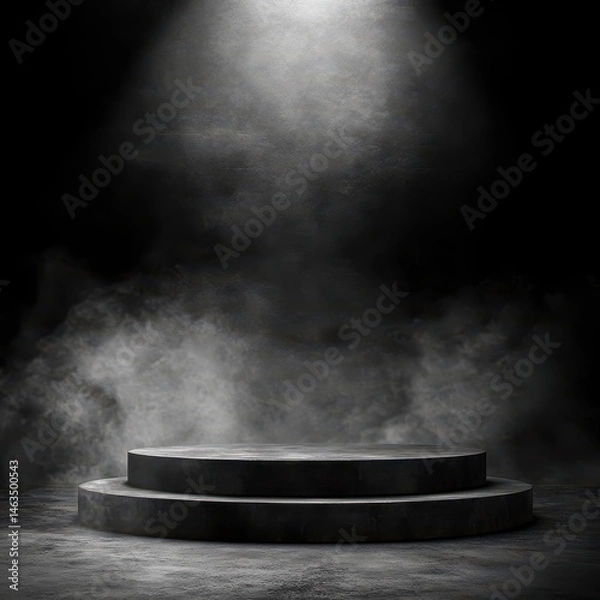Obraz Empty stage with spotlight and smoke for product display presentation background in dark room