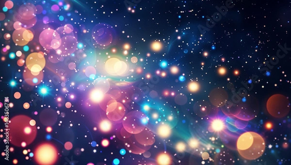 Fototapeta Colorful circular bokeh lights glow softly at night, creating a dreamy abstract background with rich tones and gentle gradients