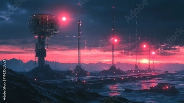 Obraz A military base with secure WiFi communications protected by advanced AI encryption