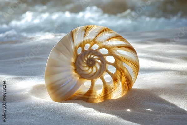 Obraz Serenity in Spirals: Nature's Art in Shell and Sand