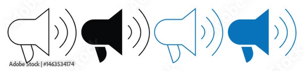 Fototapeta Megaphone Icon Set – Loudspeaker Symbol with Sound Waves