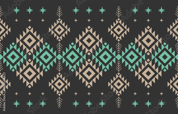 Obraz Ethnic geometric pattern fabric Textile seamless pattern Design for background, carpet, wallpaper, clothing, wrapping, batik