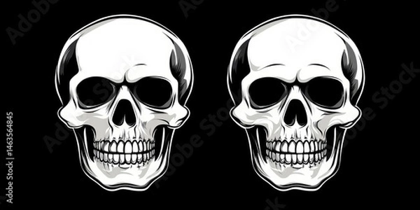 Obraz Pixelated Black And White Skulls
