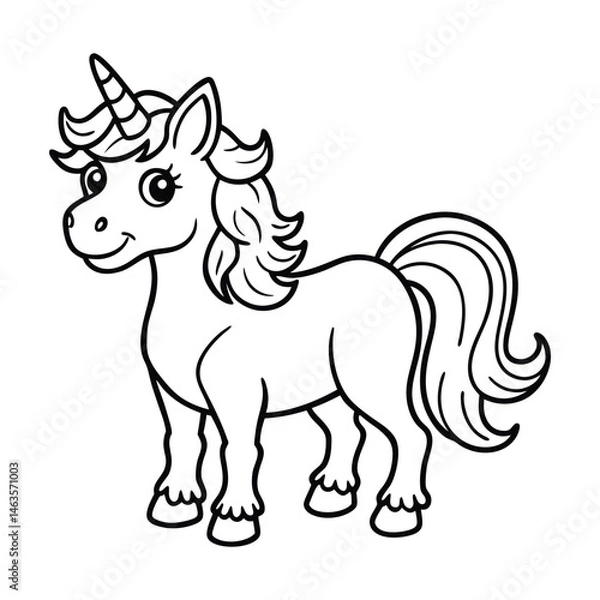Fototapeta cute unicorn line art for coloring vector image
