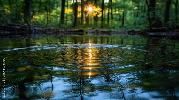 Fototapeta reflection of trees in water