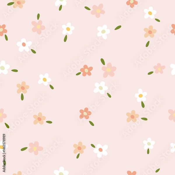 Obraz blooming peach pink flowers seamless pattern , vector , illustration