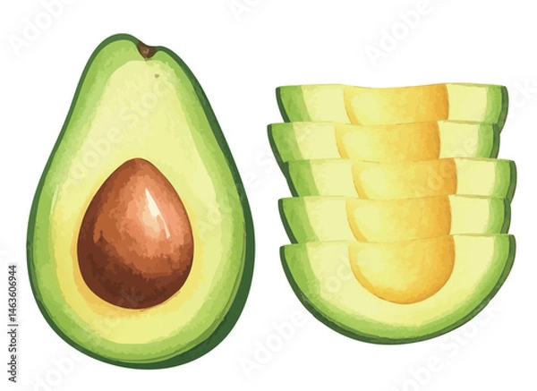 Fototapeta アボカドの水彩風イラスト　生成AI