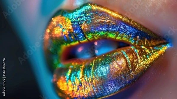 Obraz Close-up vibrant lips, iridescent colours