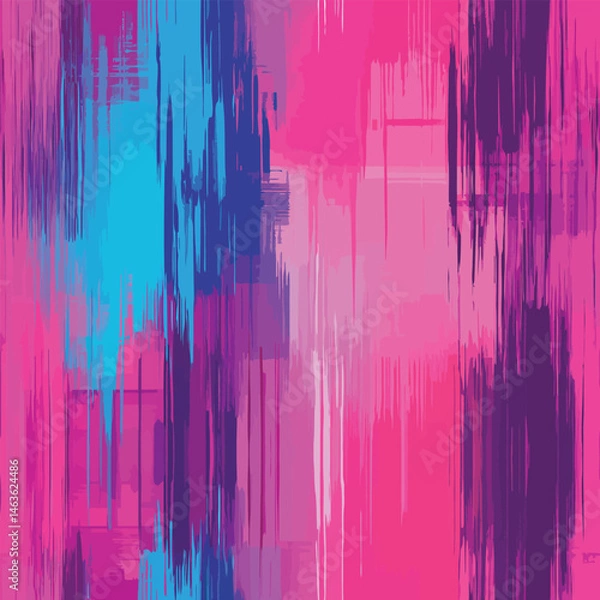 Fototapeta Seamless digital art pattern with glitch textures, abstract color distortions, and futuristic aesthetics. Perfect for tech, gaming, and creative digital backdrops.