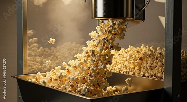 Obraz Popcorn Making Process Freshly Poured Into a Kettle