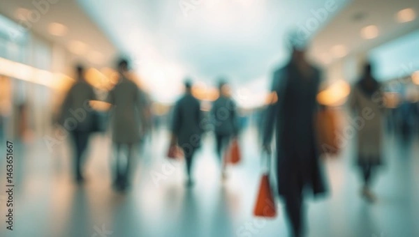 Fototapeta Shopping and walking scene with blurred abstract background