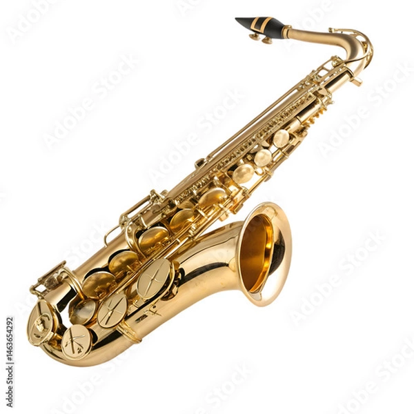 Obraz Beautiful golden saxophone on white background