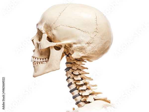 Obraz Isolated Human Skull with Neck Bones Anatomy