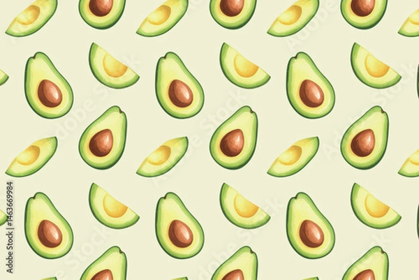 Fototapeta アボカドの総柄素材 アイボリー　生成AI