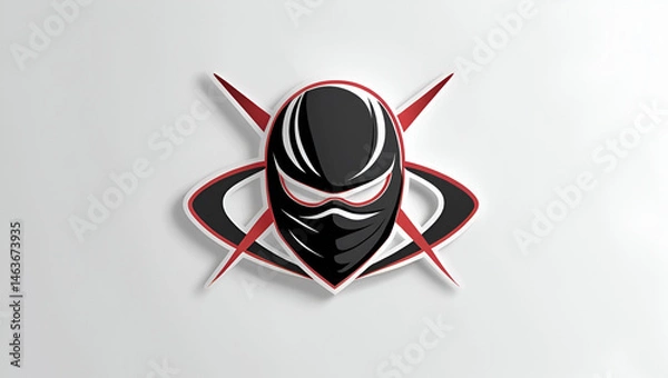 Fototapeta Modern and Sleek Ninja Logo for Gaming – Minimalist Vector Emblem Featuring a Bold Ninja Mask and Sharp Design for sports Branding and Streaming Channels