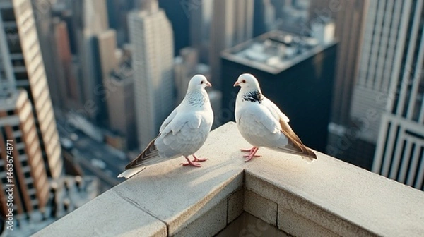 Obraz Serene Doves in Urban Landscape Amidst Noise and Pollution
