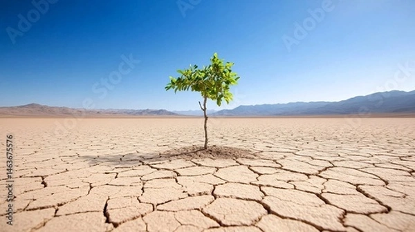 Obraz Resilient Tree Survives in Arid Desert Landscape Against All Odds