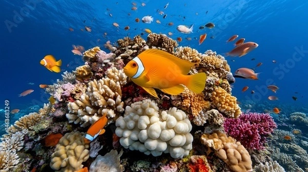 Obraz Vibrant Coral Reef Ecosystem with Colorful Marine Life