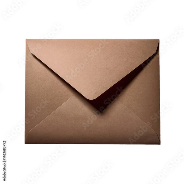 Fototapeta Brown Envelope on a Plain Background for Mail, Invitations, or Personal Correspondence on transparent background
