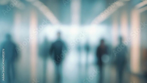 Fototapeta Light-filled modern business office with blurred background and clean space