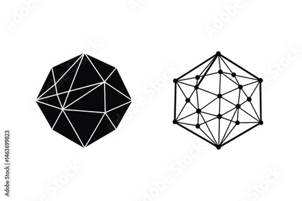 Fototapeta Abstract geometric polygon designs with triangles and dots on a white background