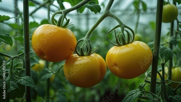 Fototapeta Detailed View of Yellow Bell Peppers with Blossom End Rot Issue