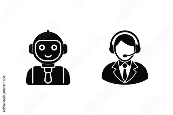 Fototapeta Customer service concepts represented by robot and human icons with business attire