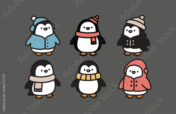 Obraz Set of penguin cute logo design illustration