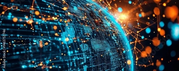 Fototapeta Monitoring the digital economy to enhance cybersecurity measures worldwide.