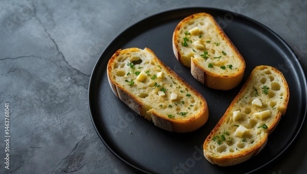 Obraz Toasted garlic bread served on a plate
