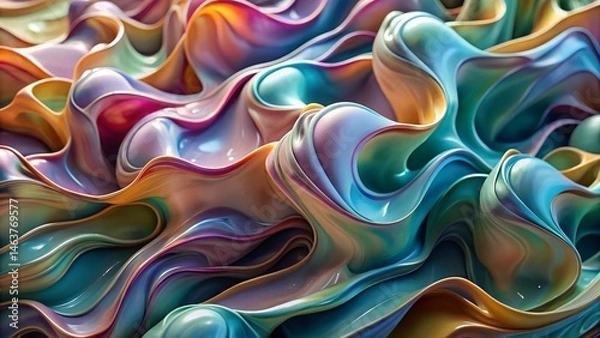 Fototapeta Fluid Abstract Colorful 3D Waves Background