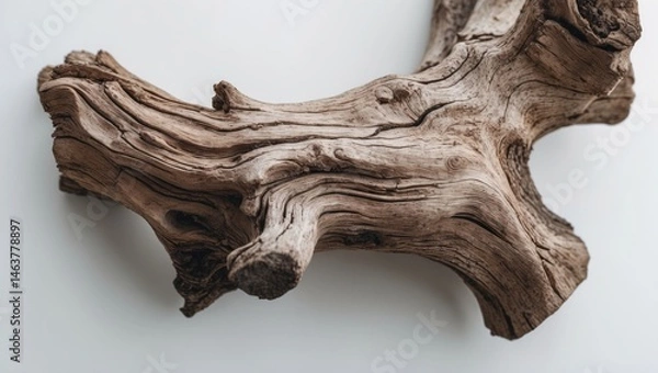 Fototapeta Macro shot of an agarwood stick with resinous texture isolated on white