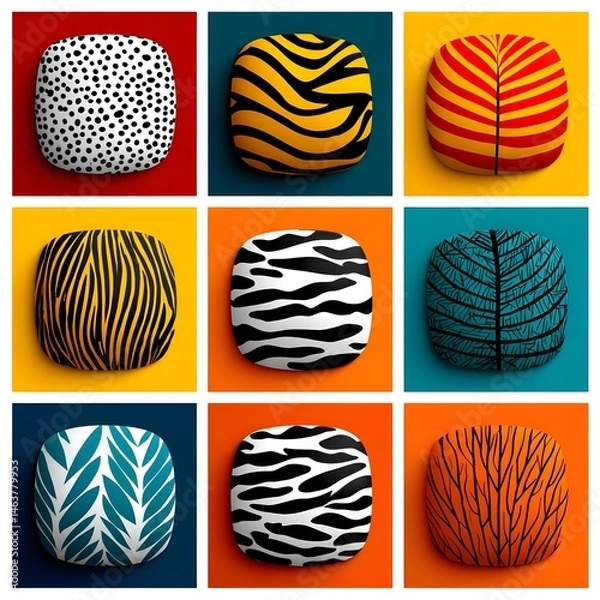 Fototapeta Vibrant geometric patterns in bold colors and textures