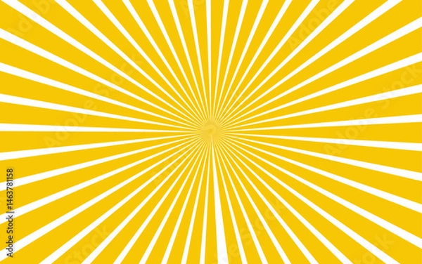 Fototapeta Abstract vivid radial optical illusion design with alternating yellow and white curved stripes. Swirling, energetic sunburst pattern with hypnotic or psychedelic atmosphere. motion waves center twist 