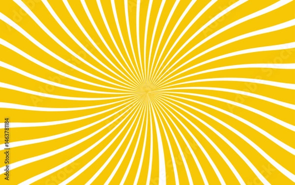 Fototapeta Abstract vivid radial optical illusion design with alternating yellow and white curved stripes. Swirling, energetic sunburst pattern with hypnotic or psychedelic atmosphere. motion waves center twist 