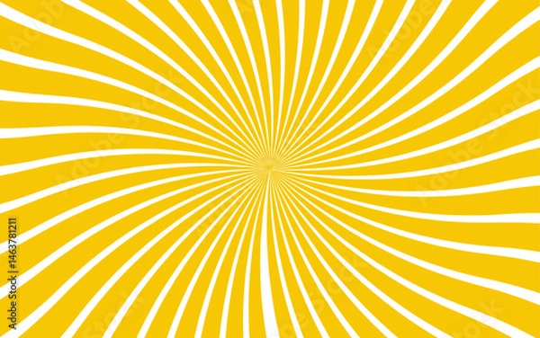 Fototapeta Abstract vivid radial optical illusion design with alternating yellow and white curved stripes. Swirling, energetic sunburst pattern with hypnotic or psychedelic atmosphere. motion waves center twist 