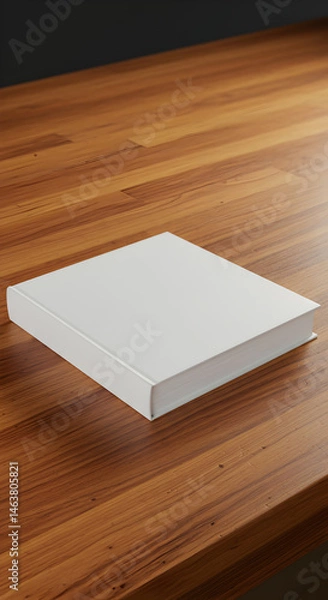 Fototapeta Blank White Book On Wooden Table Top View A Detailed Illustration Optimized