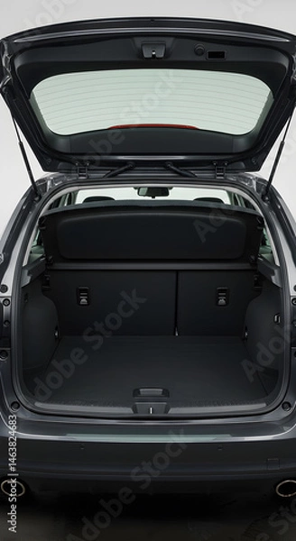 Fototapeta Car Trunk Interior Open View In Grey Back Background Photo
