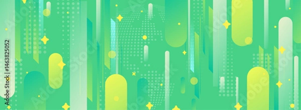 Obraz ポン 幾何学 緑色 グラデーション背景 パターン フレーム ドット