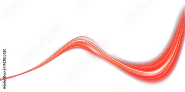 Fototapeta Red shiny sparks spiral wave. Curved bright speed line rotates. Shiny wavy path. Magic red swirl with glare. Glowing swirl effect.