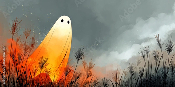 Obraz Glowing specter amidst the autumn grasses