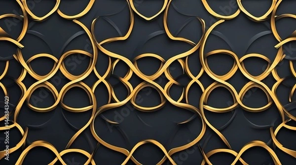 Obraz A beautiful pattern of golden lines on a black background