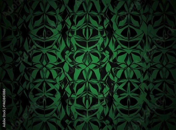 Obraz Green and black vector pattern with simple geometric shapes, symmetrical and repeating