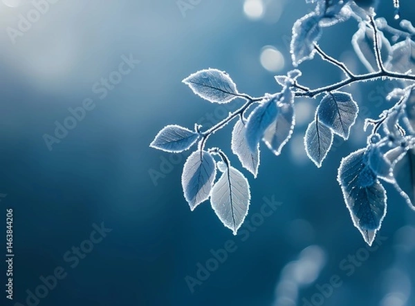 Obraz Abstract background with a transparent leaf texture. Blue-toned.
