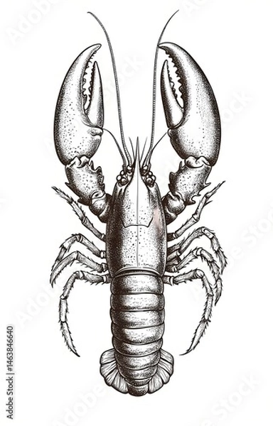 Obraz Vintage line art style vector illustration of a lobster on a white background