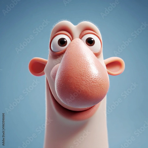 Fototapeta A Close Up of a Cheerful 3D Rendered Cartoon Character with a Large Nose