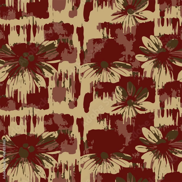 Fototapeta botanical floral, vector, seamless pattern , herbs and leaves ,big set, background with flowers