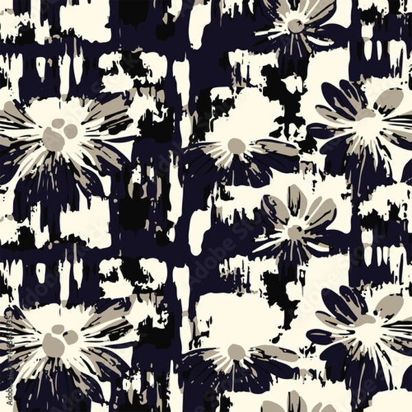 Fototapeta botanical floral, vector, seamless pattern , herbs and leaves ,big set, background with flowers