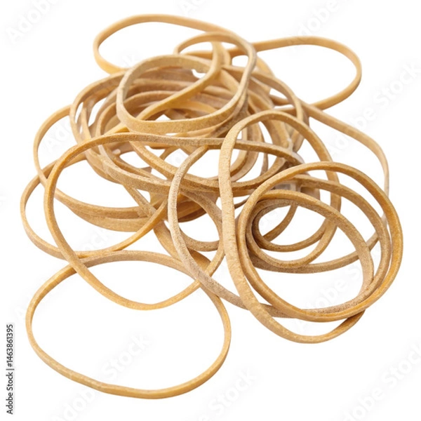 Fototapeta A pile of assorted rubber bands on a black background.