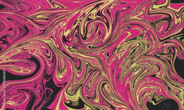 Fototapeta Abstract Vibrant Swirl in Pink, Yellow and Black with Grainy Texture